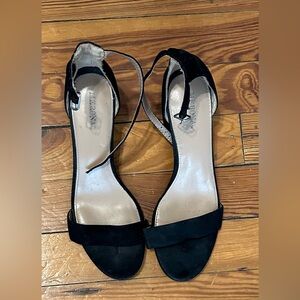 3 for $10 Merona black suede open toe strap ankle heel sandal shoe size 7.5